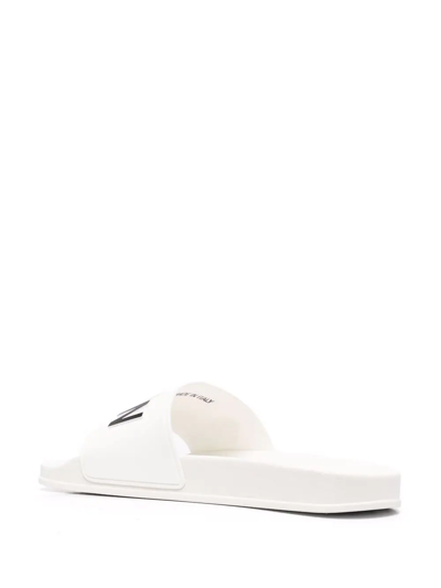 Shop Dsquared2 Logo-print Open-toe Slides In White