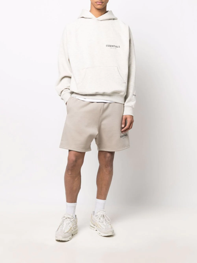 Essentials Logo-print Sweat Jacket In Neutrals