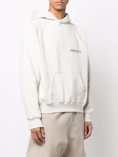 Shop Essentials Logo-print Hoodie In Neutrals