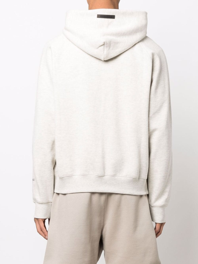 Shop Essentials Logo-print Hoodie In Neutrals