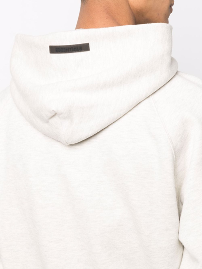 Shop Essentials Logo-print Hoodie In Neutrals