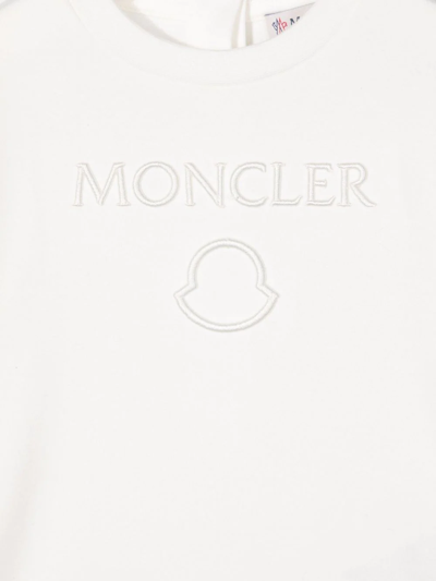 Shop Moncler Embroidered-logo Cotton Shorties In White