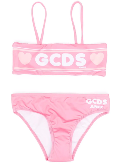 Shop Gcds Heart-print Two-piece Bikini In Pink