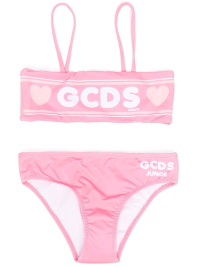 Gcds Heart-print Two-piece Bikini In Pink