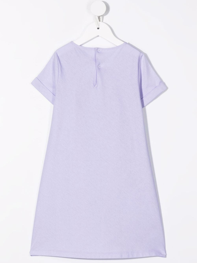 Shop Il Gufo Floral-patch T-shirt Dress In Purple