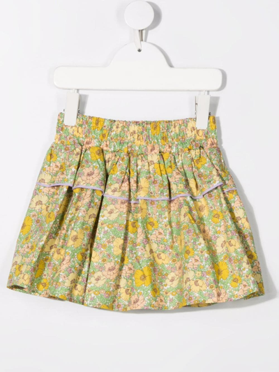 Shop Paade Mode Floral-print Cotton Skirt In Green