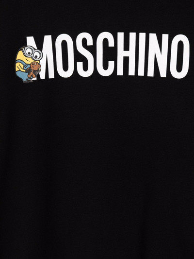 Shop Moschino Minions-motif Cotton Sweatshirt In Black