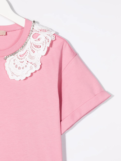 Shop N°21 Crochet-collar T-shirt In Pink