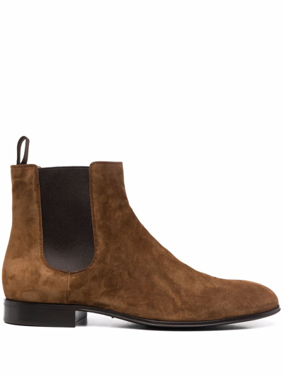 Shop Gianvito Rossi Suede-leather Chelsea Boots In Brown