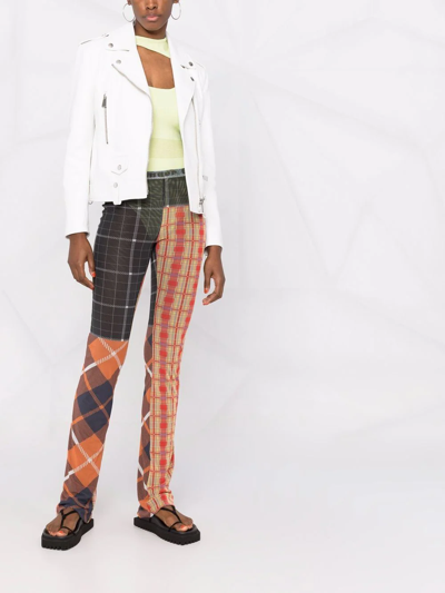 OTTOLINGER MULTI TARTAN-PRINT MESH SEMI-SHEER TROUSERS 