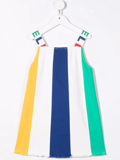 Shop Stella Mccartney Logo-strap Striped Dress In White