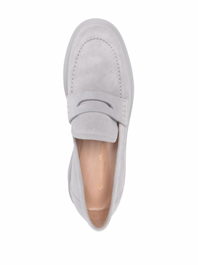 Shop Gianvito Rossi Slip-on Suede Loafers In Grey