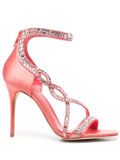 Shop Alexander Mcqueen Crystal-embellished Wrap Sandals In Pink