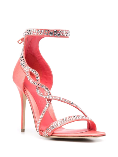 Shop Alexander Mcqueen Crystal-embellished Wrap Sandals In Pink