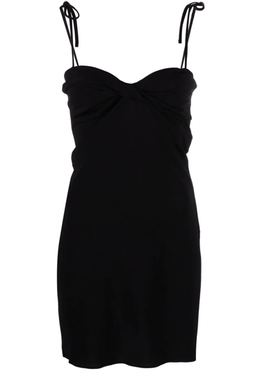 Shop Off-white Twist-detail Sweetheart-neck Mini Dress In Black