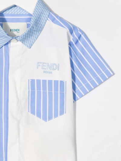 Shop Fendi Stripe-print Cotton Shirt In White