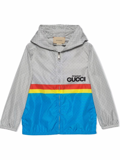 Gucci Kids' Logo-print Hooded Rain Jacket Grey | ModeSens