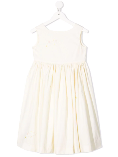 Shop Bonpoint Sleeveless Pleated-skirt Dress In Yellow