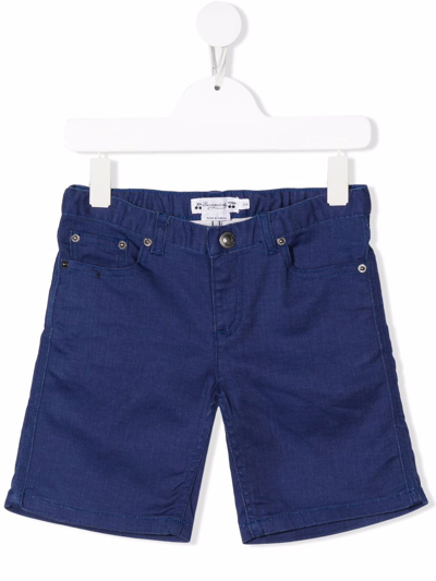 Shop Bonpoint Elasticated Waistband Denim Shorts In Blue