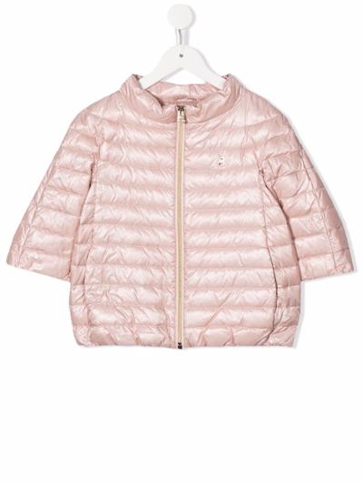 Herno Mock-neck Quilted Jacket In Pink