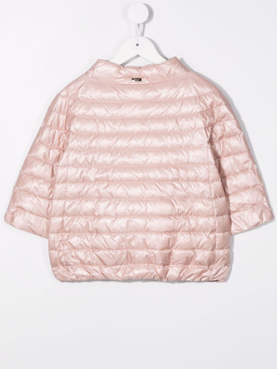 Shop Herno Mock-neck Quilted Jacket In Pink