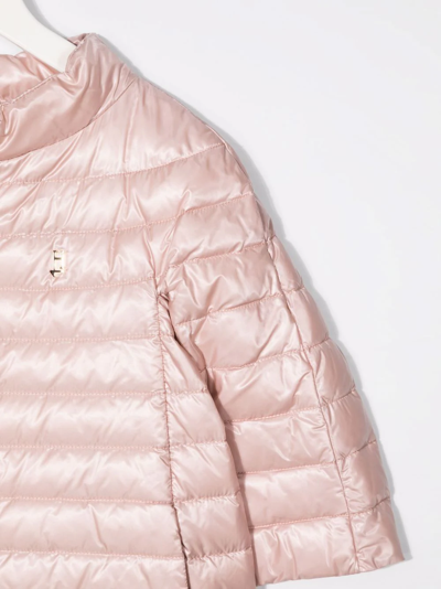 Herno Mock-neck Quilted Jacket In Pink