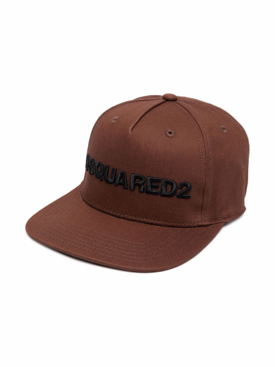 Shop Dsquared2 Embroidered-logo Snapback Cap In Brown