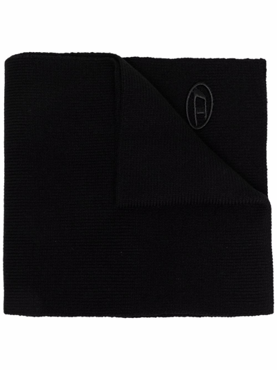 Shop Diesel K-coder Ribbed Wool-blend Scarf In Black