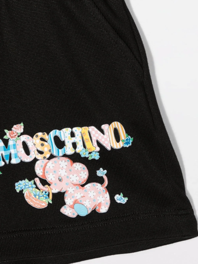 Shop Moschino Logo-print Elasticated Shorts In Black