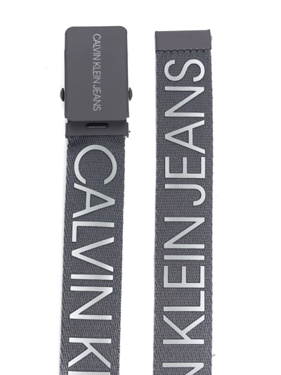Calvin Klein Logo-print Belt In Grey