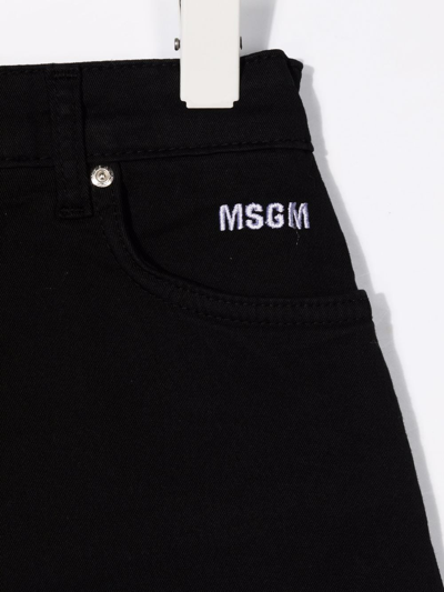 Shop Msgm Logo-print Denim Skirt In Black