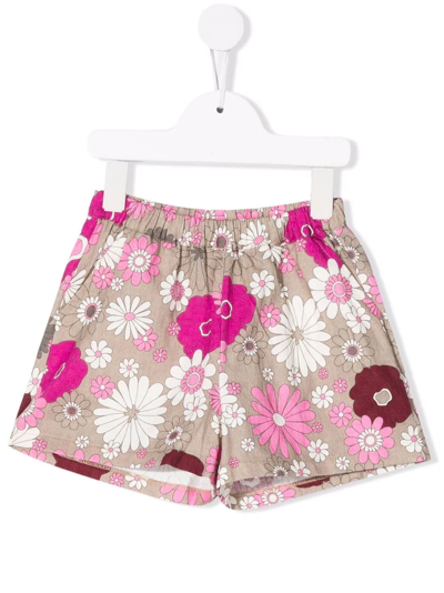 Shop Douuod Floral-print Cotton Shorts In Neutrals