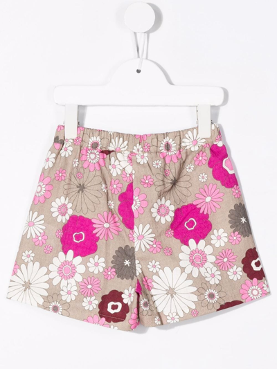 Shop Douuod Floral-print Cotton Shorts In Neutrals