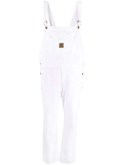 Shop Washington Dee Cee Organic-cotton Logo-patch Dungarees In White