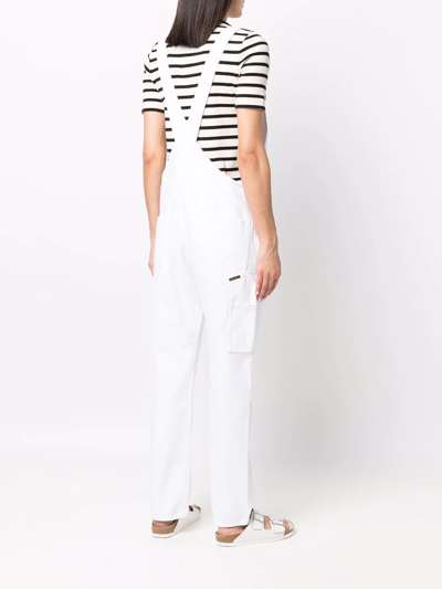 Shop Washington Dee Cee Organic-cotton Logo-patch Dungarees In White