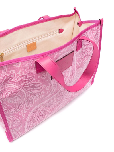 Shop Etro Paisley-print Logo Tote Bag In Pink