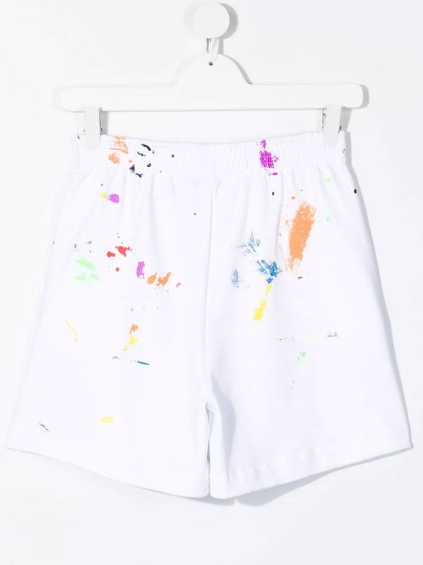 MSGM Kids paint splatter-print shorts - White