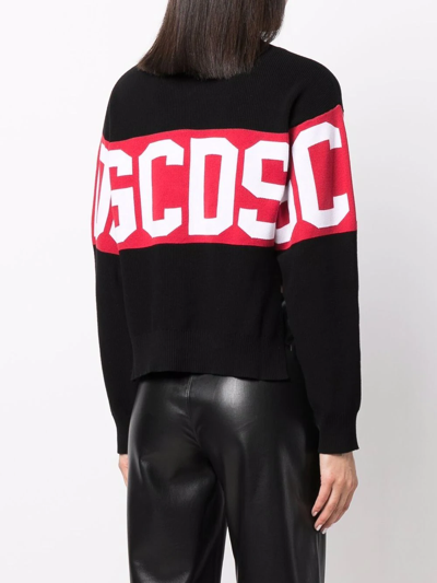 Shop Gcds Logo-knit Cotton Jumper In Black