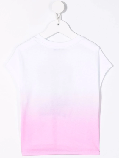 Shop Msgm Ombré-effect Cotton T-shirt In White