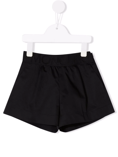 Shop Moncler Logo-waist Cotton Shorts In Black