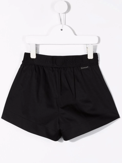 Shop Moncler Logo-waist Cotton Shorts In Black