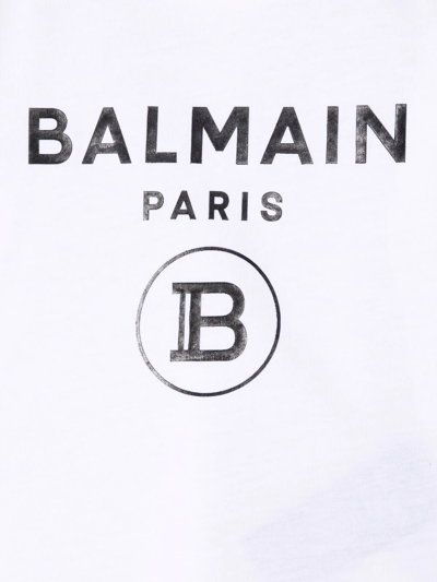 Shop Balmain Logo Crew-neck T-shirt In White