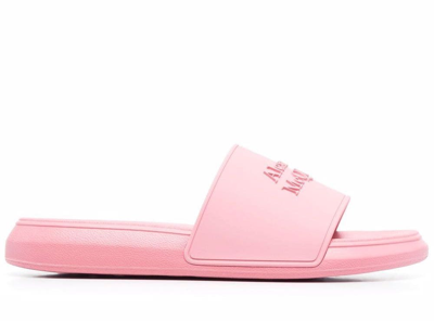 Shop Alexander Mcqueen Logo Slides Sandals In Pink