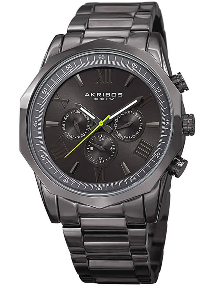 Shop Akribos Xxiv Enterprise Quartz Grey Dial Mens Watch P50162 In Grey / Gun Metal / Gunmetal