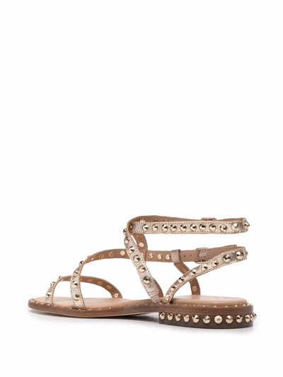 Shop Ash Petra Leather Sandals In Gold