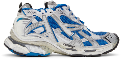 Shop Balenciaga Blue & White Runner Sneakers In 4912 Blue