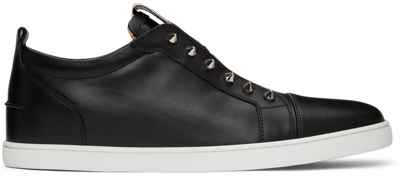 Shop Christian Louboutin Black F.a.v Fique A Vontade Flat Sneakers In Bk01 Black