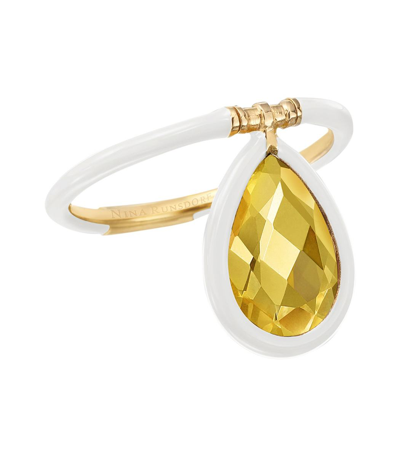 Shop Nina Runsdorf The Artist Medium White Flip Ring In Gold