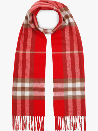 Shop Burberry The Classic Check Cashmere Scarf In Red
