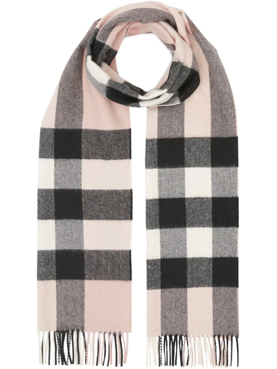 Shop Burberry Check Cashmere Scarf In Pink